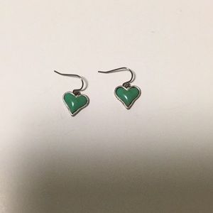 Teal heart vintage earrings
